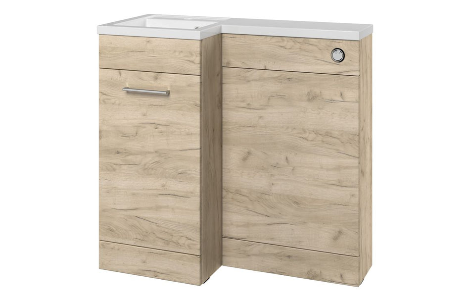 Opulent Vanessa 900mm Furniture and Back to Wall WC Pack - Oak - Left Hand (OBC111633)