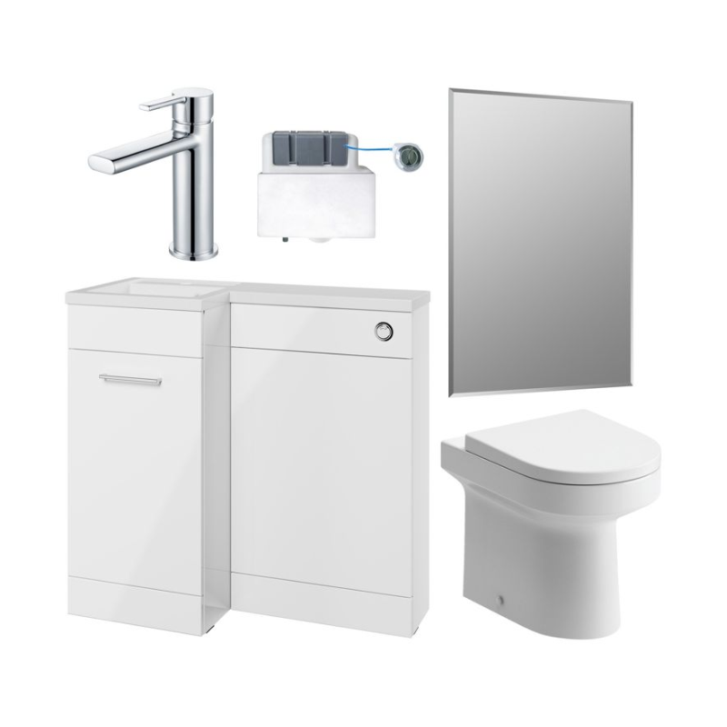 Opulent Vanessa 900mm Furniture and Back to Wall WC Pack - White Gloss - Left Hand (OBC111624)