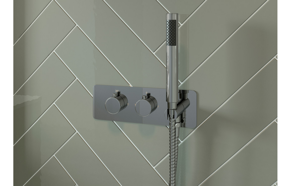 Opulent Venus Shower Pack Two - Two Outlet Twin Shower Valve with Handset and Brass Overhead - Chrome (OBC105893)