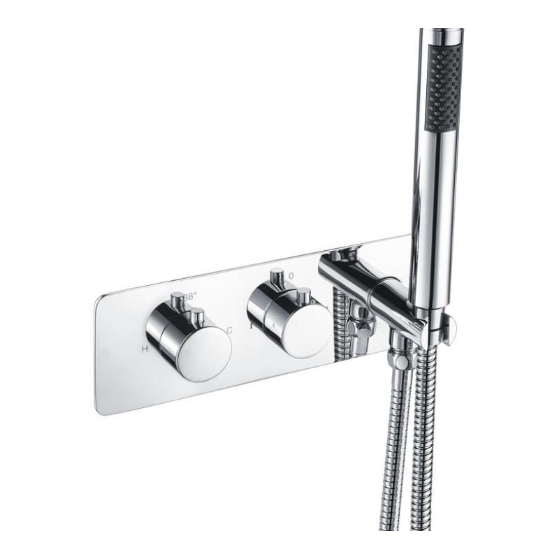 Opulent Venus Thermostatic Two Outlet Shower Valve with Handset - Chrome (OBC105847)