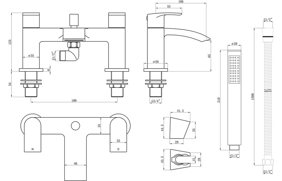 Opulent Vermillion Bath Shower Mixer - Chrome (OBC105749)