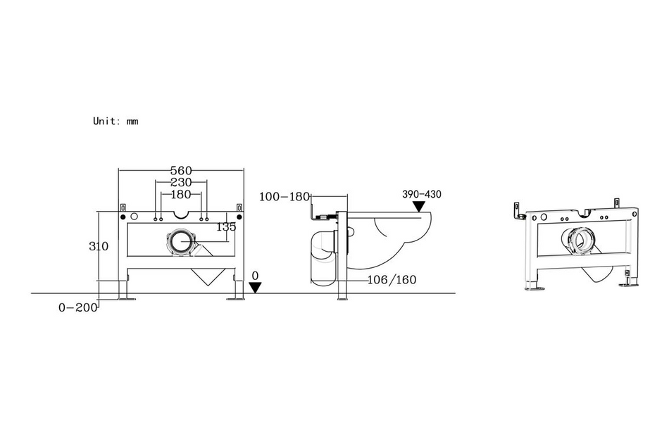 Opulent Wall Hung WC Frame excluding Cistern (OBC109015)