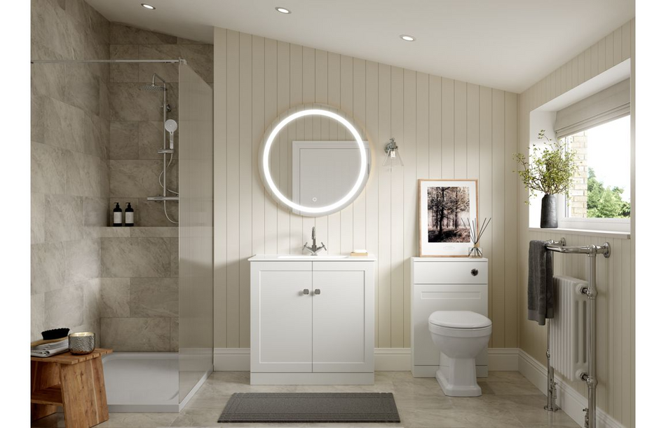 Opulent Warwick 300mm Wall Hung 1 Door Tall Unit - Matt White (OBC108526)