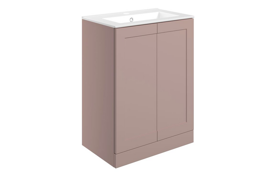 Opulent Warwick 615mm Floor Standing 2 Door Basin Unit and Basin - Matt Peony (OBC108513)