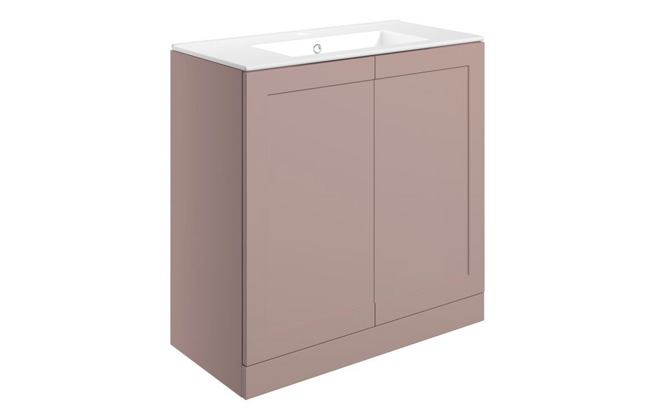 Opulent Warwick 815mm Floor Standing 2 Door Basin Unit and Basin - Matt Peony (OBC108519)