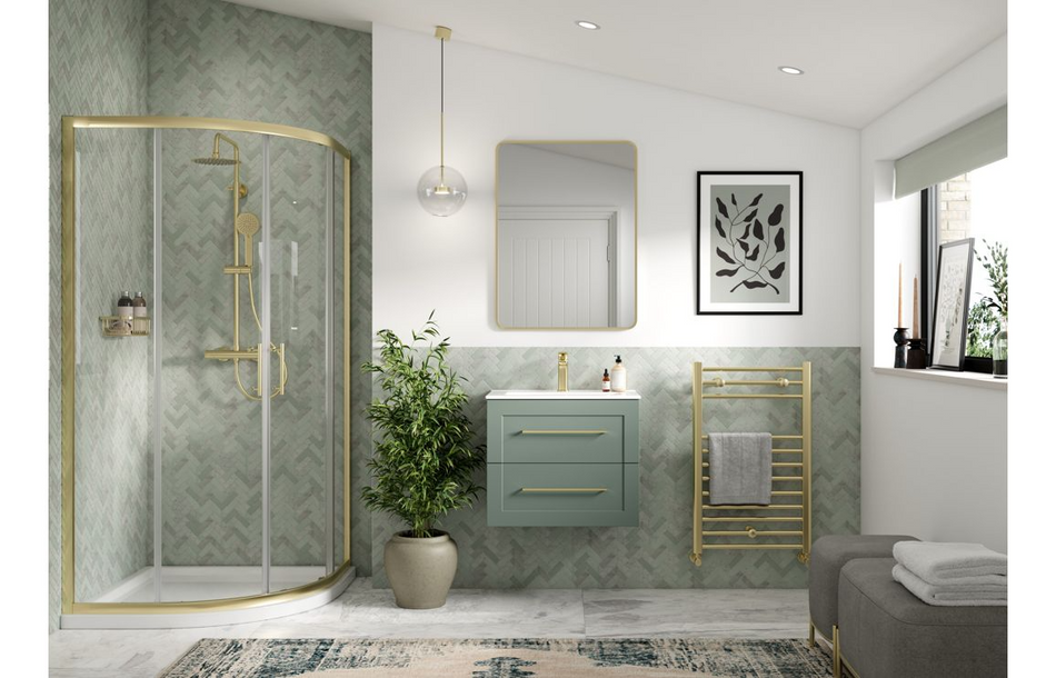 Opulent Warwick 815mm Floor Standing 2 Door Basin Unit and Basin - Matt Reed Green (OBC108521)