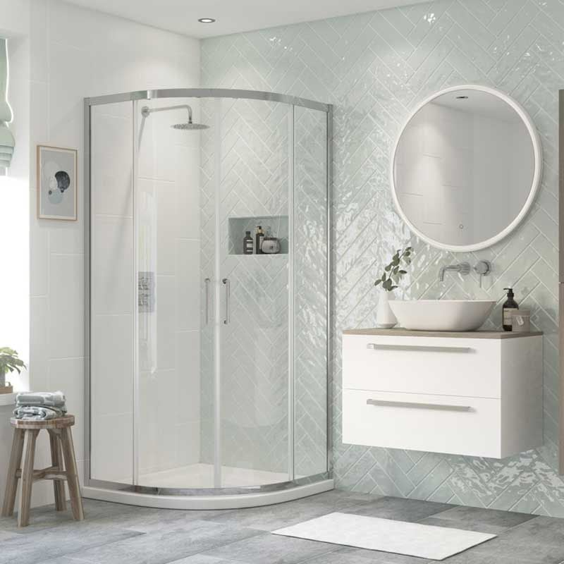 Opulent Washington 1000mm 2 Door Quadrant - Chrome (OBC101459)