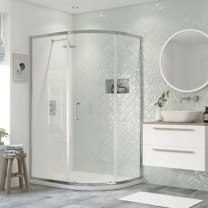 Opulent Washington 1200x900mm 1 Door Offset Quadrant - Chrome (OBC101471)