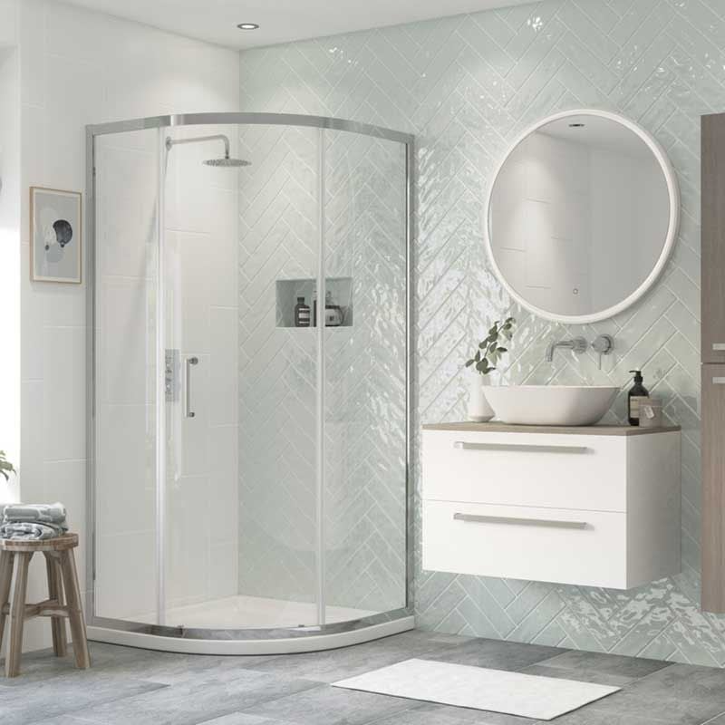 Opulent Washington 900mm 1 Door Quadrant - Chrome (OBC101462)