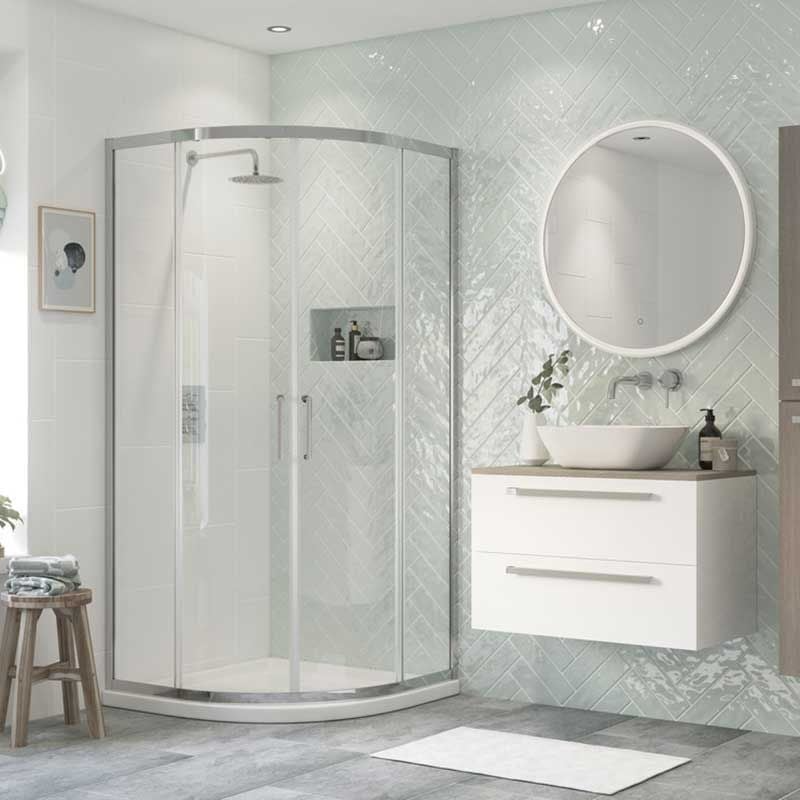Opulent Washington 900mm 2 Door Quadrant - Chrome (OBC101458)