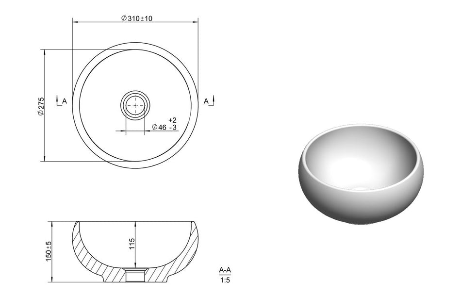Opulent Westcott 310mm Round Washbowl - White (OBC117068)
