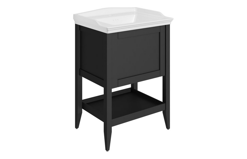 Opulent Whitby 650mm Floor Standing 1 Drawer Basin Unit with Basin - Matt Anthracite (OBC116032)