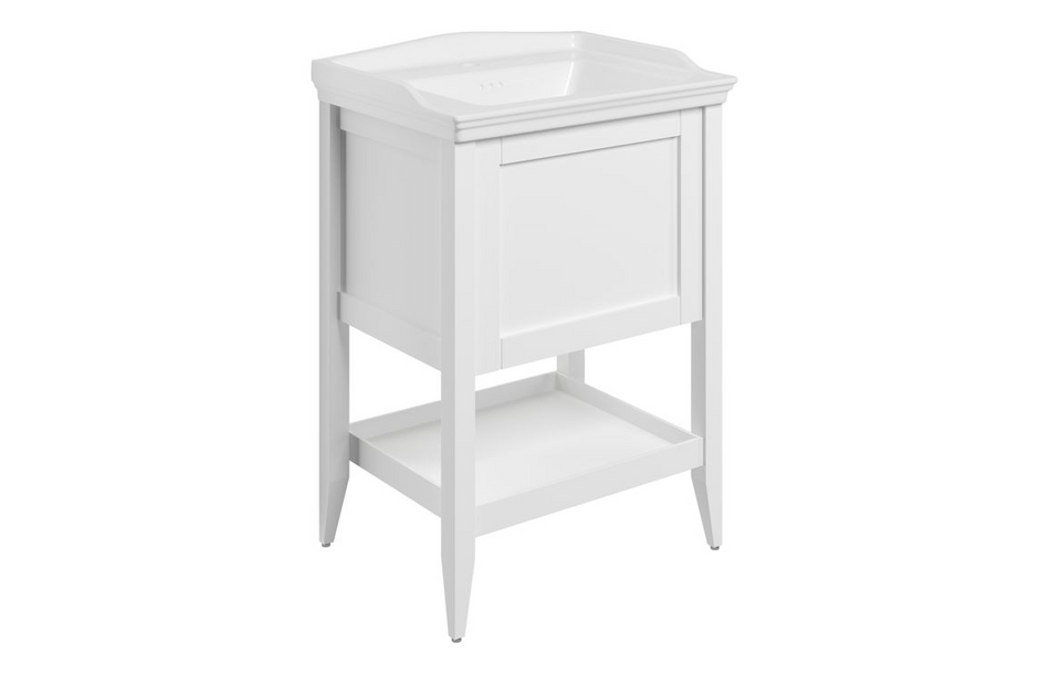Opulent Whitby 650mm Floor Standing 1 Drawer Basin Unit with Basin - Matt White (OBC116034)