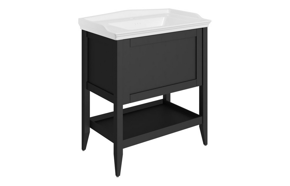 Opulent Whitby 800mm Floor Standing 1 Drawer Basin Unit with Basin - Matt Anthracite (OBC116035)