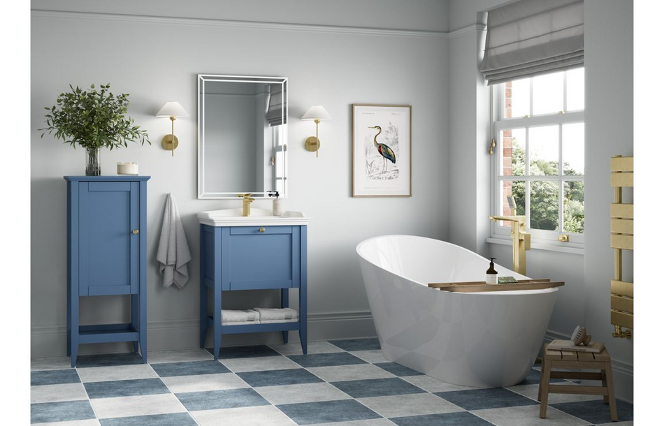 Opulent Whitby 800mm Floor Standing 1 Drawer Basin Unit with Basin - Matt Misty Blue (OBC116036)
