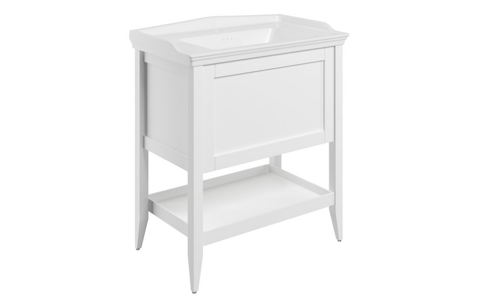 Opulent Whitby 800mm Floor Standing 1 Drawer Basin Unit with Basin - Matt White (OBC116037)