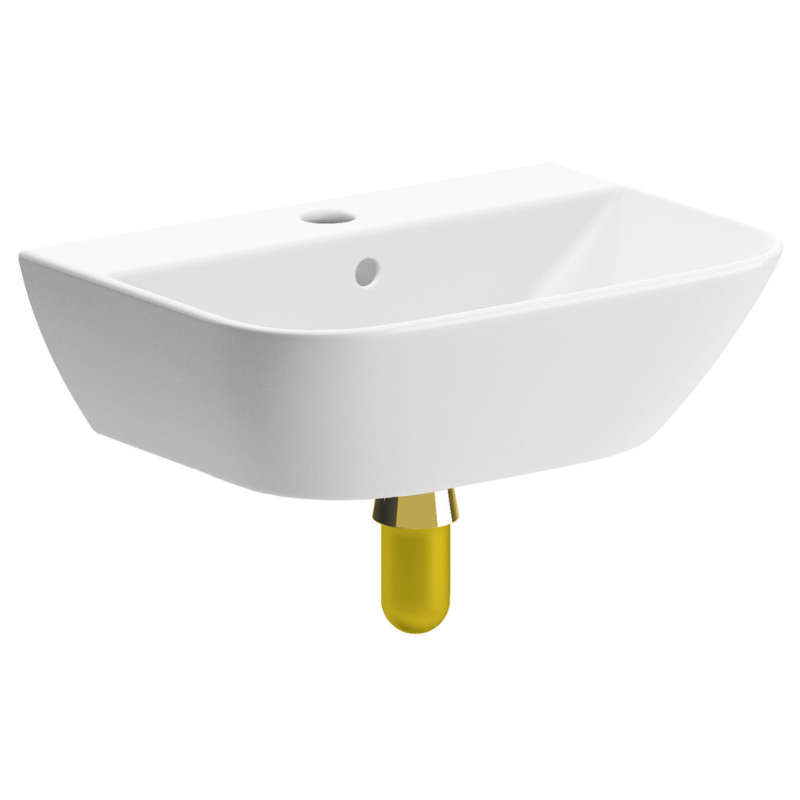 Opulent Wren 450x320mm One Tap Hole Cloakroom Basin and Brushed Brass Bottle Trap (OBC106861)