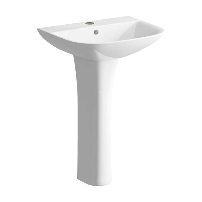 Opulent Wren 560x450mm One Tap Hole Basin and Full Pedestal (OBC1779)