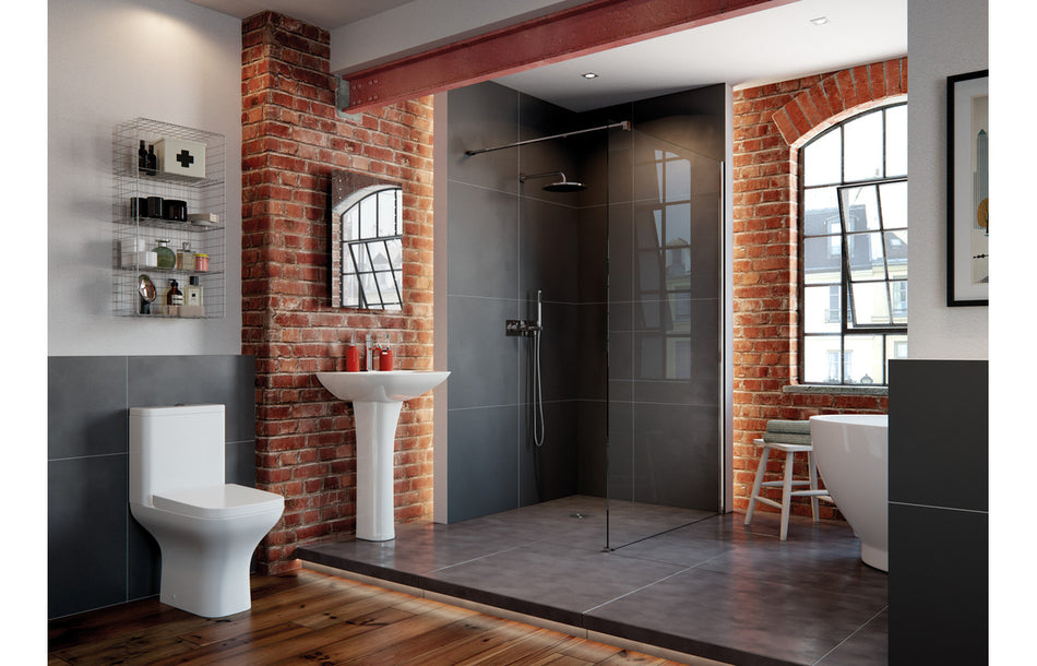 Opulent Wren Rimless Short Projection Close Coupled Open Back WC & Wrapover Soft Close Seat (OBC117074)