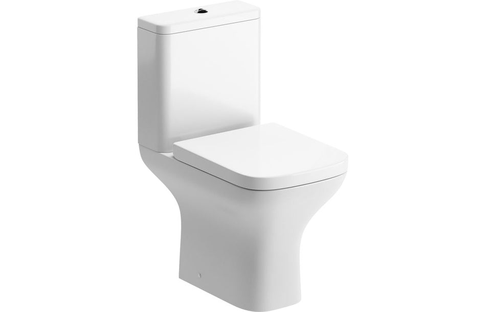 Opulent Wren Rimless Short Projection Close Coupled Open Back WC & Wrapover Soft Close Seat (OBC117074)