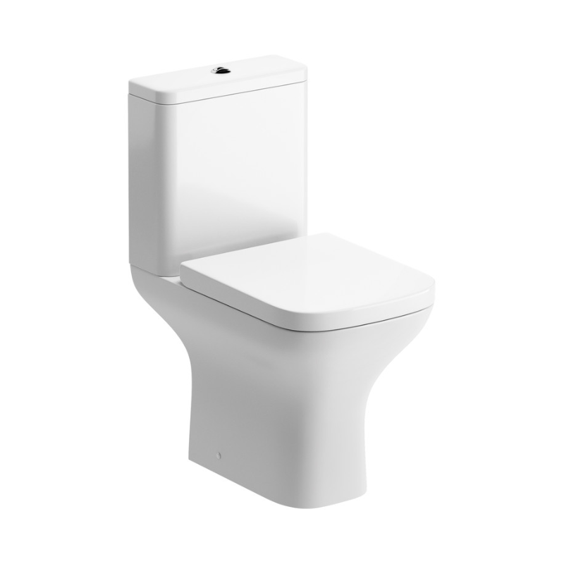Opulent Wren Rimless Short Projection Close Coupled Open Back WC and Wrapover Soft Close Seat (OBC101521)