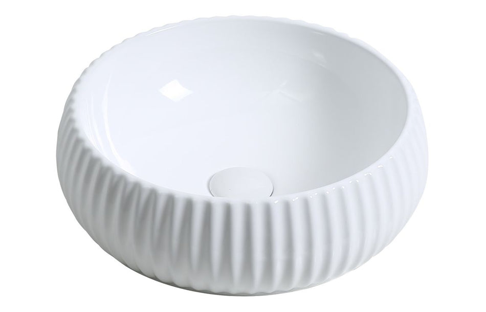 Opulent Yoko 400mm Textured Round Washbowl - White (OBC117066)
