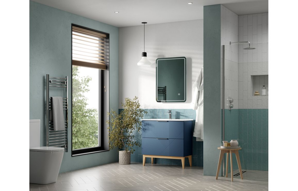 Opulent York 350mm Wall Hung 1 Door Tall Unit - Matt Smoke Blue (OBC108508)