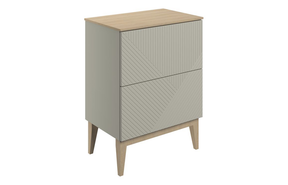 Opulent York 610mm Floor Standing 2 Drawer Basin Unit and Maple Oak Effect Worktop - Matt Oat (OBC108503)