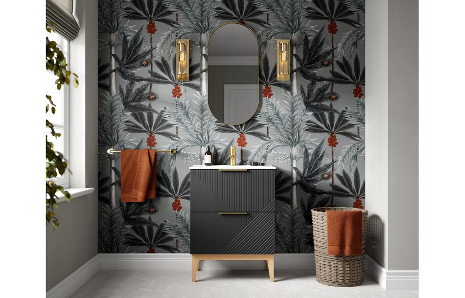 Opulent York 615mm Floor Standing 2 Drawer Basin Unit and Basin - Matt Graphite Grey (OBC108498)