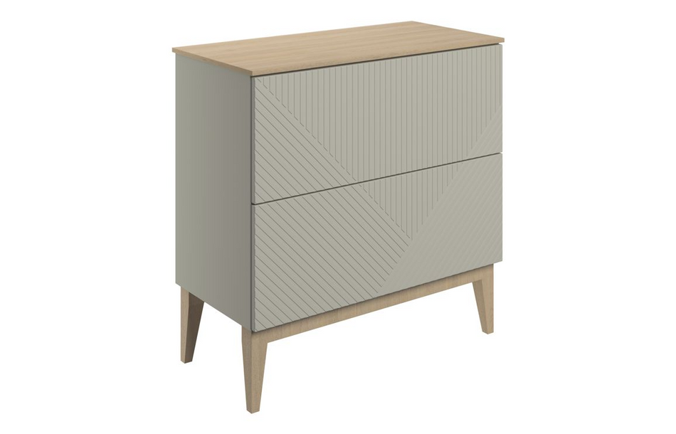 Opulent York 810mm Floor Standing 2 Drawer Basin Unit and Maple Oak Effect Worktop - Matt Oat (OBC108506)