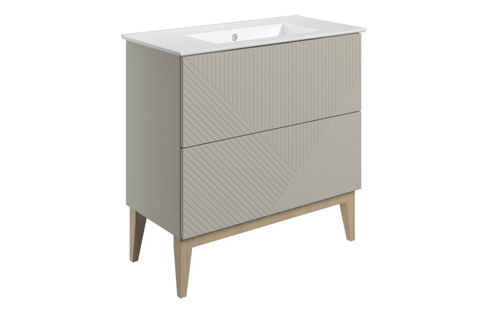 Opulent York 815mm Floor Standing 2 Drawer Basin Unit and Basin - Matt Oat (OBC108500)