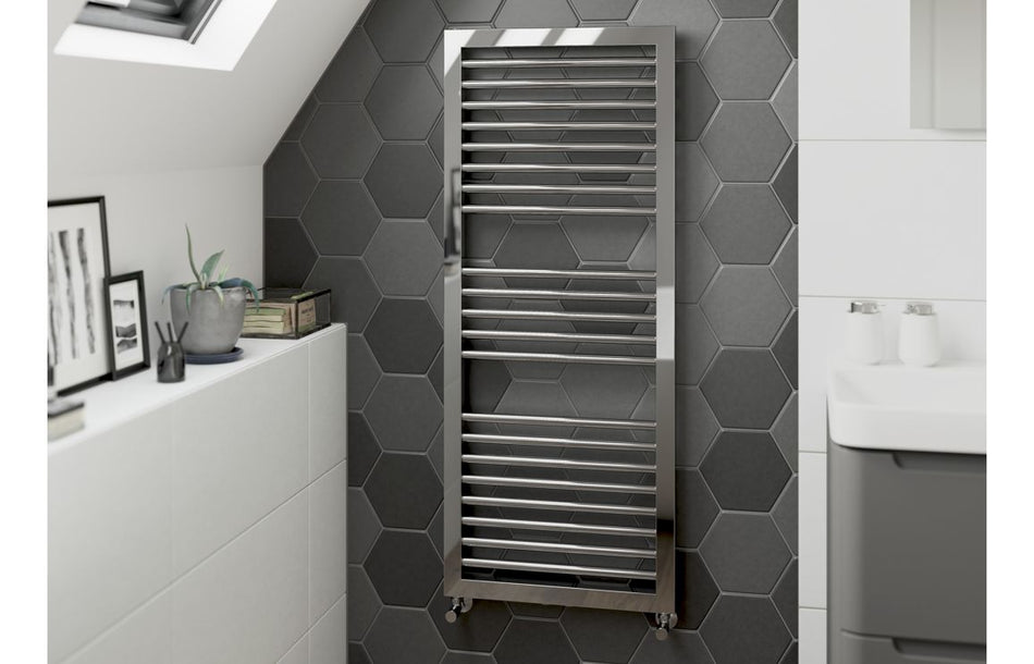 Opulent Zyra Straight Square Ladder Radiator (500x1228x30mm) - Chrome (OBC117227)